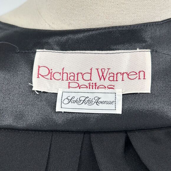 Vintage 80s Richard Warren Petites Black Rhinestone Peplum Top Wrap Skirt - Picture 9 of 10